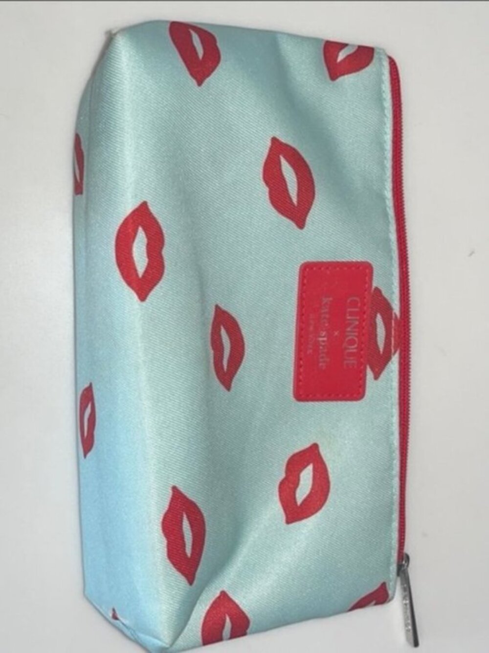 Kate Spade x Clinique Blue and Red Cosmetic Bag